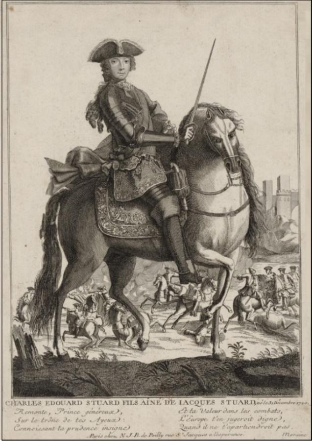 Figure 1 – French lithography and poem to the glory of Prince Charles Stuart – French national library - item G161461 (web: www.gallica.bhf.fr)