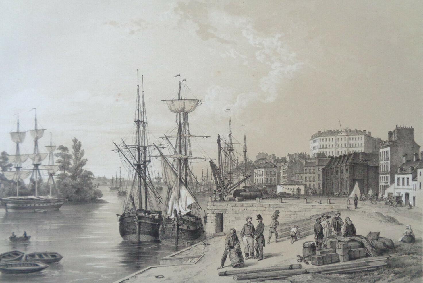 Figure 5 – Lithography by Félix Benoist of the port of Nantes in the middle of the 19th century showing the commercial activity along the quayside.