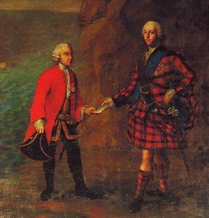 Figure 19 – Expanded view of the portrait in the Castle of Serrant entitled “Landing of Prince Charles Stuart in Scotland” (1755).